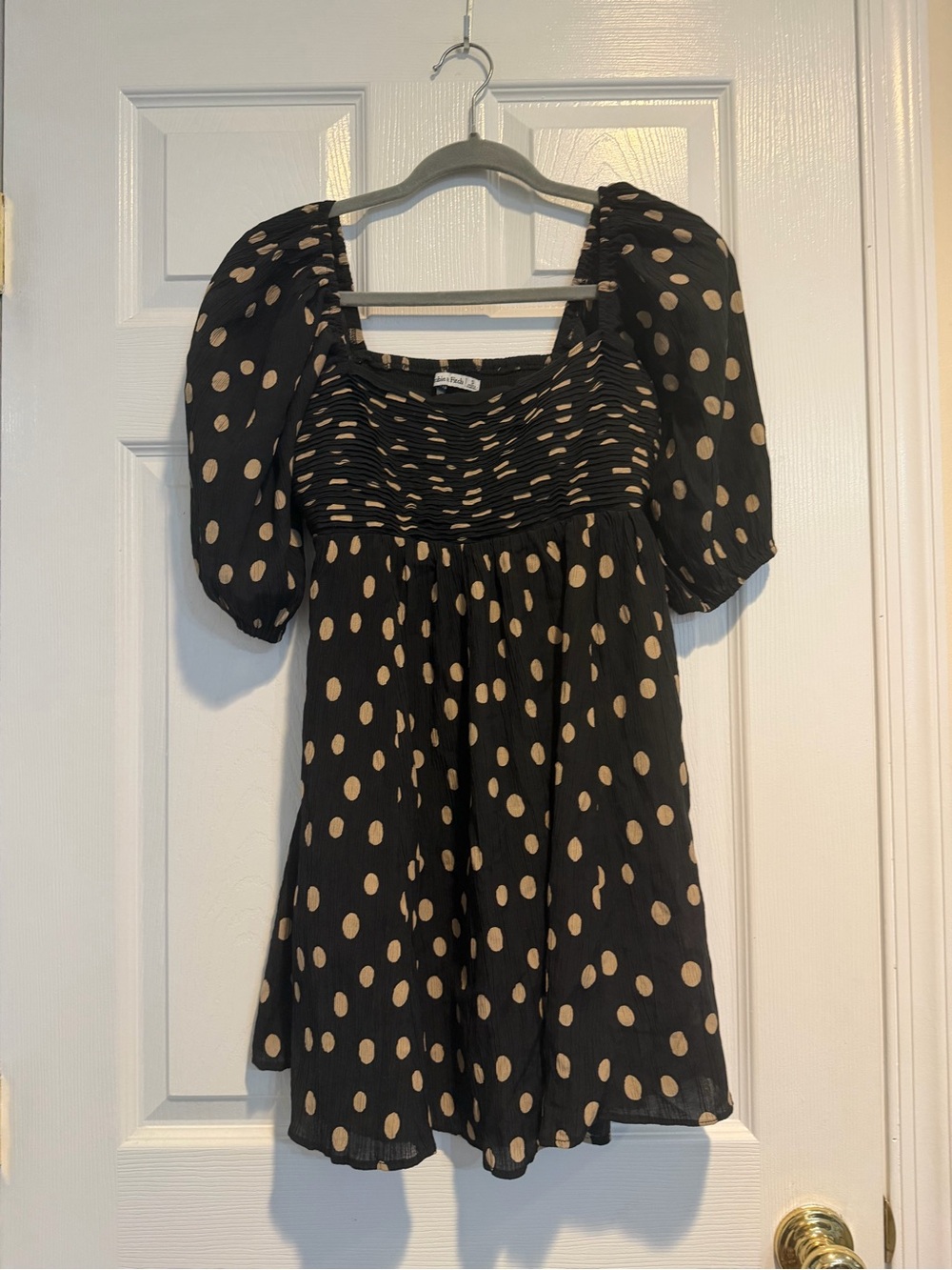 Abercrombie & Fitch Black Tunic with Beige Polka Dots